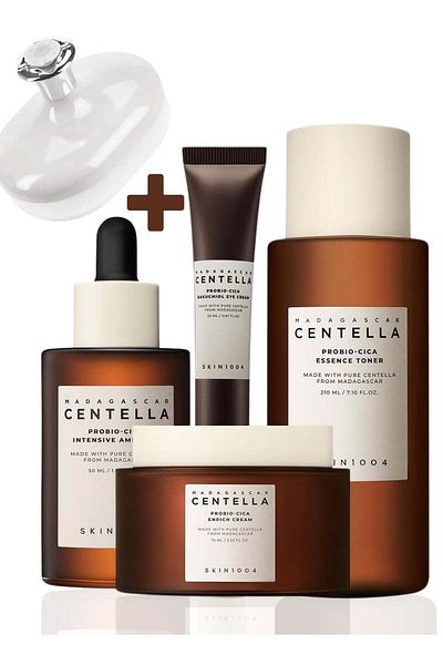 Skin1004 Madagascar Centella Probio-Cica Complete Care Set: Intensive Ampoule, Essence Toner, Enrich