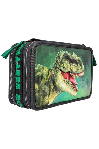 Top Model Triple pencil case equipped with 3D Green Dino World