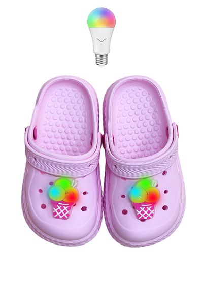 Kid's World Ice Cream Buckle-Lighted Pool Beach Sea Children's Closed-Front Slippers