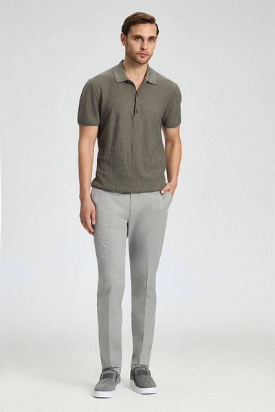 Hemington Linen Cotton Blend Khaki Pattern Knitwear Polo