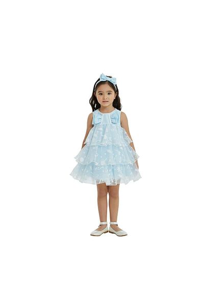 Pamina Elegant Dress, , With Headband And Ruffles, 32187, Blue, 68 Cm