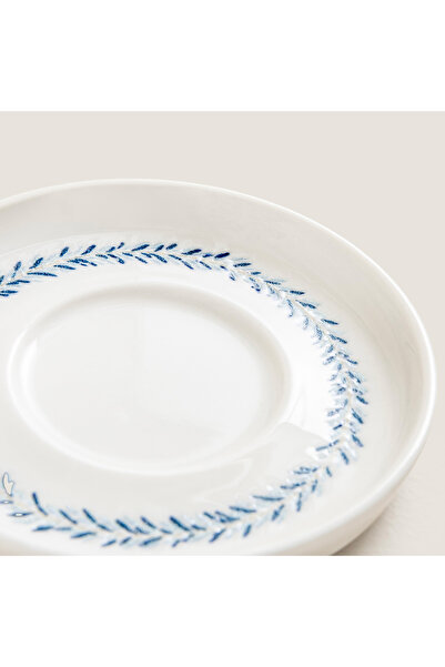 Chakra Pelion Çiçek Çay Tabağı Mavi/Beyaz