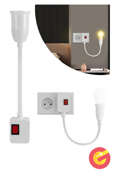 ShopMonkey Akrobatik Fişli Anahtarlı Prize Takılan E27 Ampul Duy, Gece Lambas...