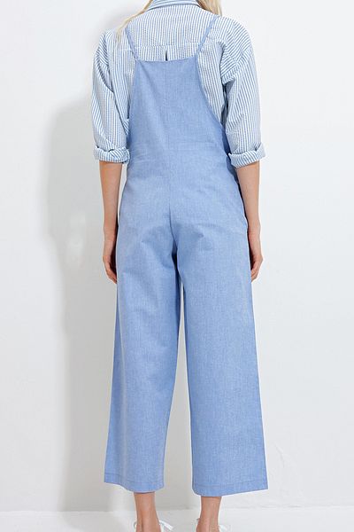 VAGGON Women's Blue Strap Salopet Jumpsuit Prmx11931