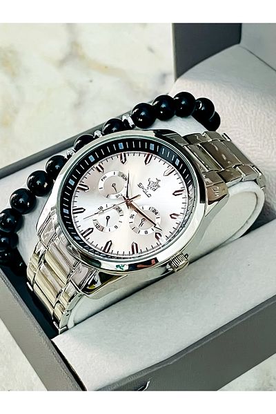 S.POLO Men's Wristwatch and Bracelet Gift