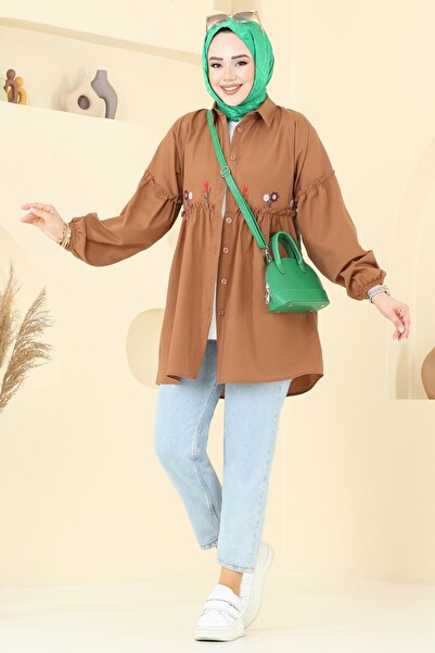 Genel Markalar Nakış İşlemeli Tunik 4060ASN888 Kahve