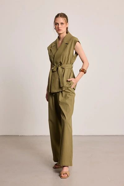 Gusto Cotton Linen Trousers - Khaki