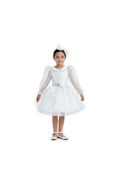 Pamina Rochie din tul, - Mâneci din voal, Cu bentiță, Alb, 33071 - 98 cm, Alb