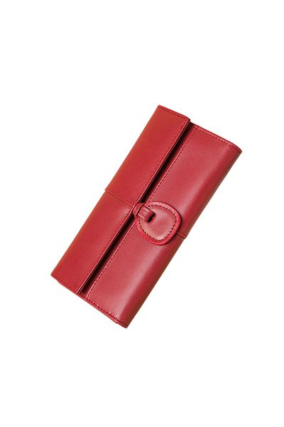 Busy Lady&Gentleman Eva women's wallet, genuine leather, smartphone compartment, multiple slots, coin zipper, red