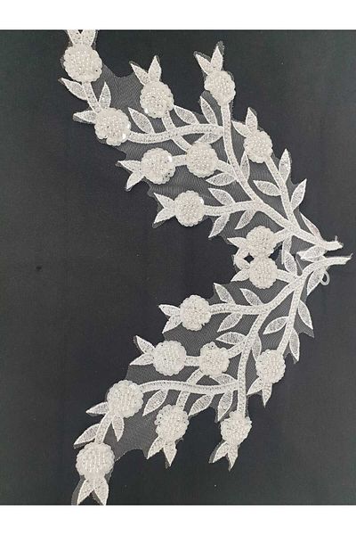 ESRA ŞELEM White Sequins and Beaded Applique Brode Guipure Sewing Accessory 2 Pieces