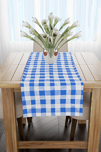 EsnafAli Μπλε Λευκό Καρό Μοκέτα 40Χ140