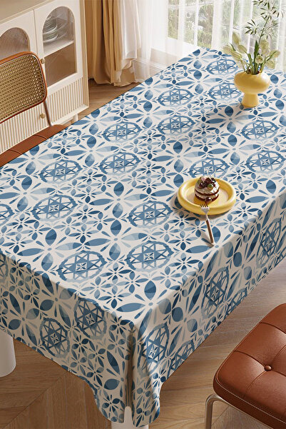 EsnafAli Blue White Decorative Tablecloth
