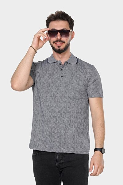 HEDEFNUR TEKSTİL Erkek Baba Lacivert Renk Tişört Yakalı Cepli Desenli Model K...