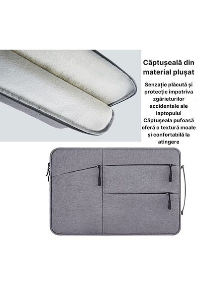 varioshop Geanta pentru laptop VarioShop®, 13.3 inch, rezistenta la apa, 4 buzunare, compatibila cu Apple Mac