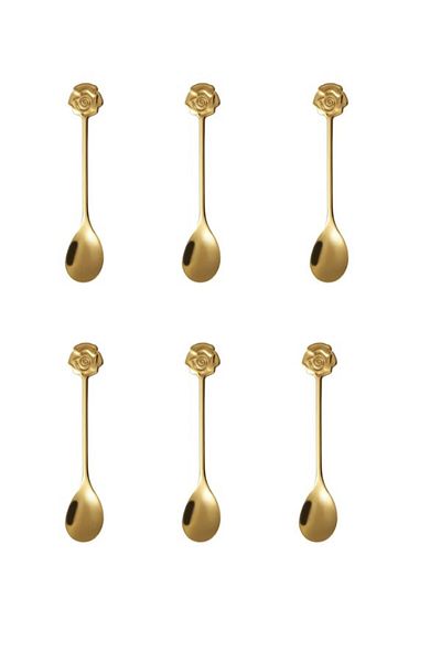 Qerhome 6-Piece Golden Bloom Series 6-Piece Teaspoon Rose Model