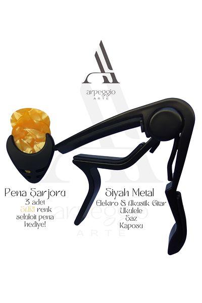 Arpeggio arte Kapo & Pena Charger Set – with 3 Celluloid Plectrums Gift, Compatible with Acoustic-Electric Guitar, Ukulele, Reed
