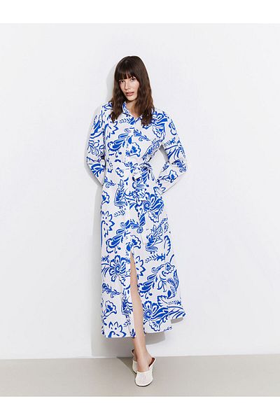 LC Waikiki LCWAIKIKI Κλασικό Γυναικείο Πουκάμισο Μπλε Floral Φόρεμα S5KV68Z8NVY25