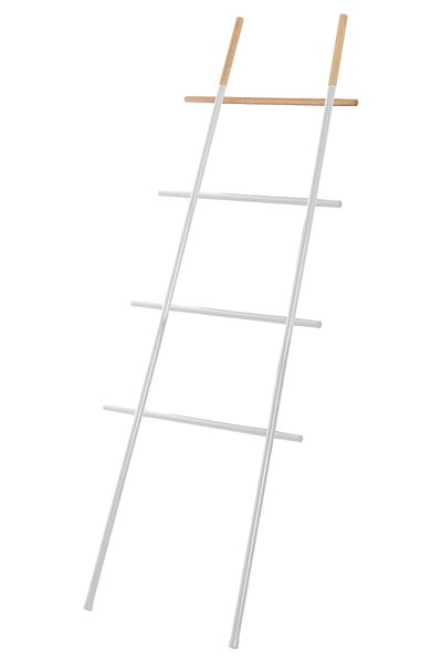 Feridras Suport vertical pentru prosoape, tip scară, alb, oțel și lemn, h 170 cm