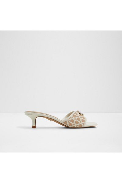 Aldo Coteazur - Women's Faux Leather Ecru Tiny Heel Laceless Heeled Sandals