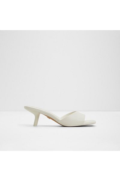 Aldo Enchanting - Women's Faux Leather White Thin Heel Slip-On Heeled Slippers