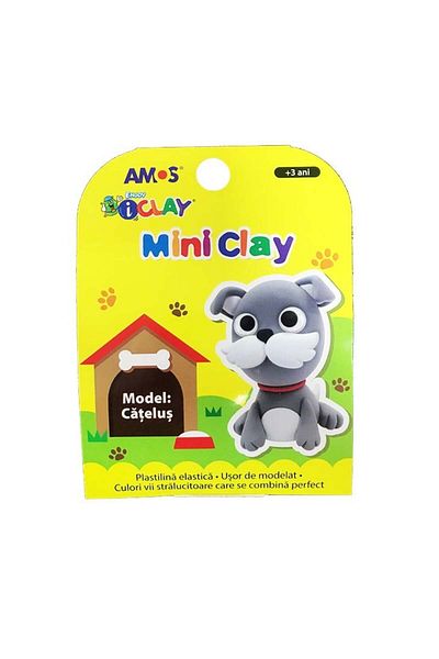Amos Plastilina iClay MiniClay Amos, model Catelus, 30 g, 4 culori/cutie