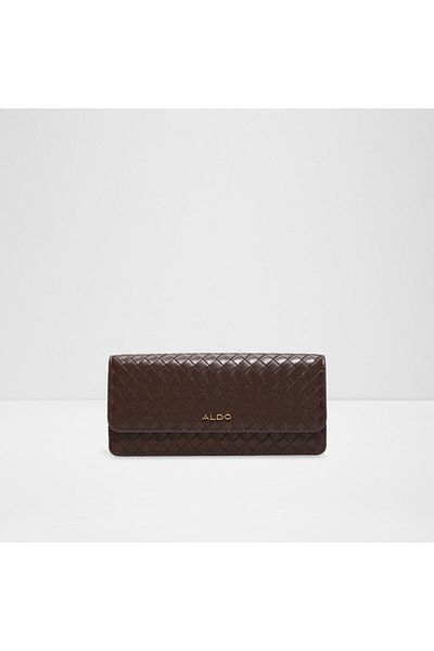 Aldo Agrali - Women's Faux Leather Brown Top Zipper Medium Size Wallet