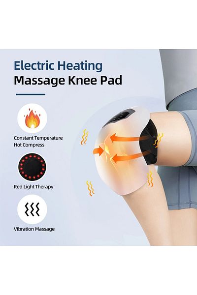 FOXMAG24 Knee massager, with vibration, heating, wireless, made of ABS, USB charging, black/white