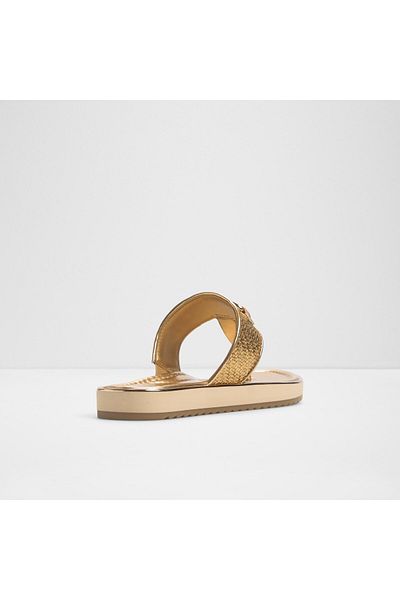 Aldo Lajolla - Women's Faux Leather Gold Flat Slippers