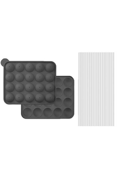 zola Forma silicon Cake Pops, 20 bile, 20 betisoare incluse, 22.5x18.5x4 cm, gri