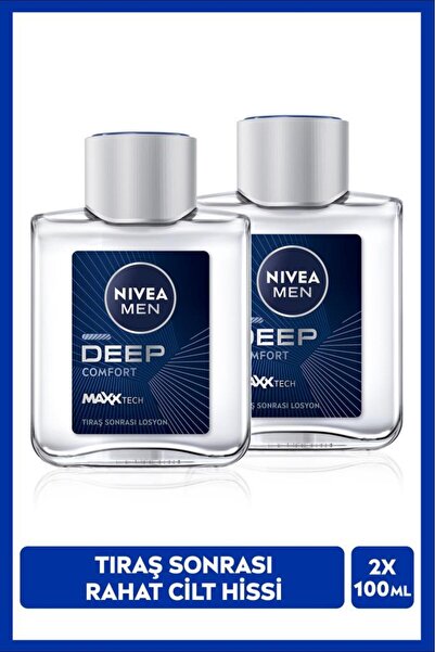 NIVEA MEN Erkek Tıraş Sonrası Losyon Deep Dimension Comfort 100ml, Erkeksi Koku, Tahriş Karşıtı, X2 Adet