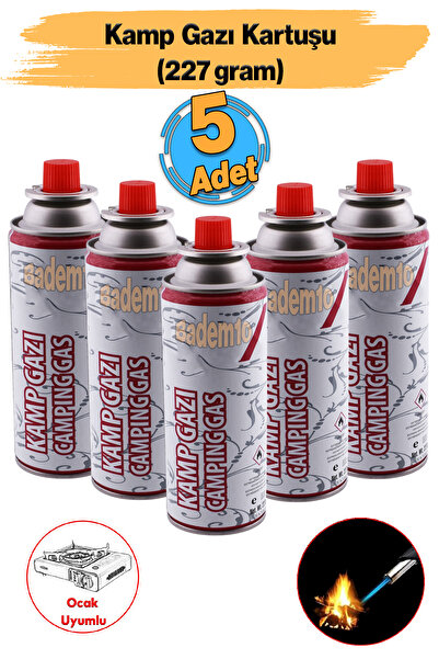 Badem10 Kamp Gazı (5 Adet) Bütan Propan Tüpü Portatif Ocak Kartuşu Tek kullan...