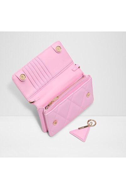 Aldo Fititall - Women's Faux Leather Bright Pink Top Zipper Chain Wallet Purse