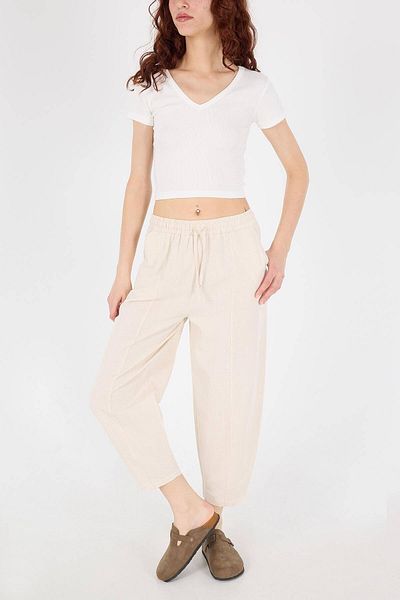 Addax PN3137-PND Model Front Tied Pocket Baggy Trousers