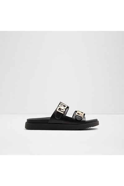 Aldo Alessie - Women's Genuine Leather Black Velcro Anatomical Slippers