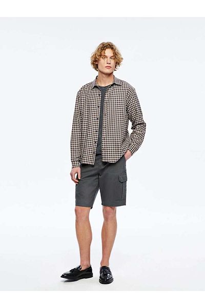 LC Waikiki Xside Anthracite Standard Fit Gabardine Men's Cargo Shorts