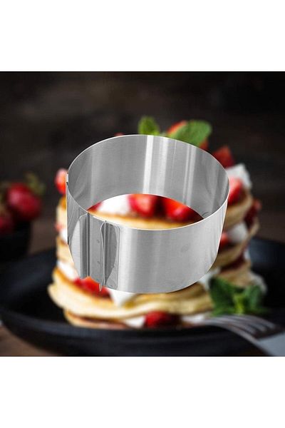 zola Inel reglabil pentru tort, diametru 16-30 cm si inaltime 8.5 cm, otel inoxidabil, argintiu
