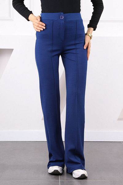 İmajButik Light Navy Blue Grass Lycra Flared Trousers