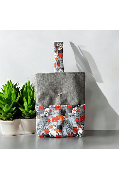 Moserini Cat Patterned, Pocketed, Book Bag/Case Multi-Purpose Bag, Organizer - Catlantis