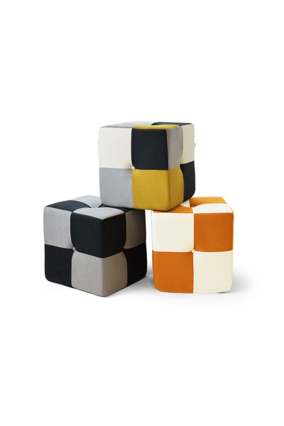 Seduna Bizu Puf | Renkli Kumaş Puf