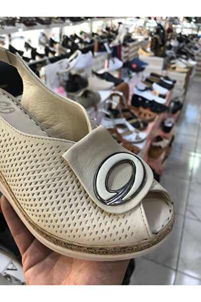 Brs Genuine Leather Open Back Wedge Heel Sandals