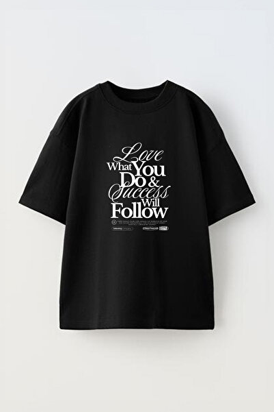 Anetos Tricou supradimensionat din bumbac negru cu imprimeu "Love What You Do...