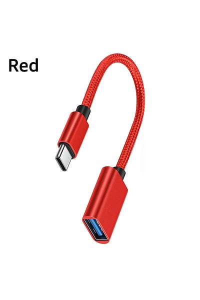 Choice محول OTG أحمر من النوع C إلى كابل تمديد USB من النوع C ذكر إلى USB 3.0 أنثى