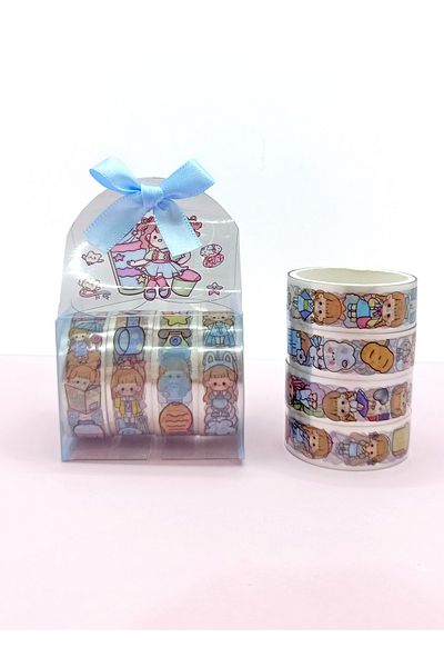 Limmy Cute Girl Bear Rabbit με τσάντα φιόγκου και διαφανές μοτίβο - μπλε