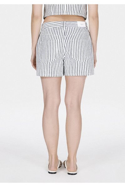 Colin's Mom Fit High Waist Striped Women's Denim Jean Shorts