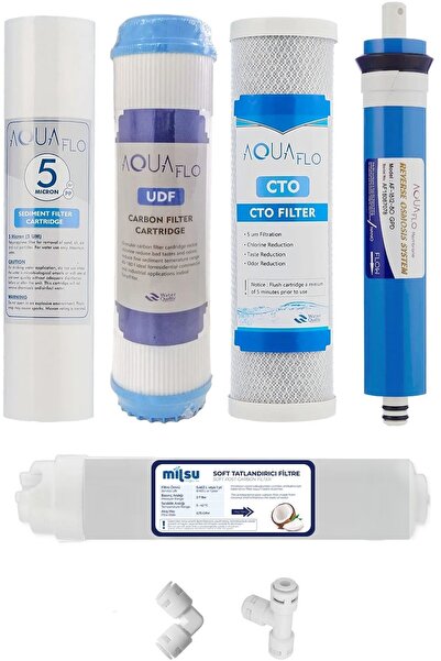 MİLSUART Açık Kasa Su Arıtma Cihazı 5li Filtresi Gaclı Aquaflo Membran Set