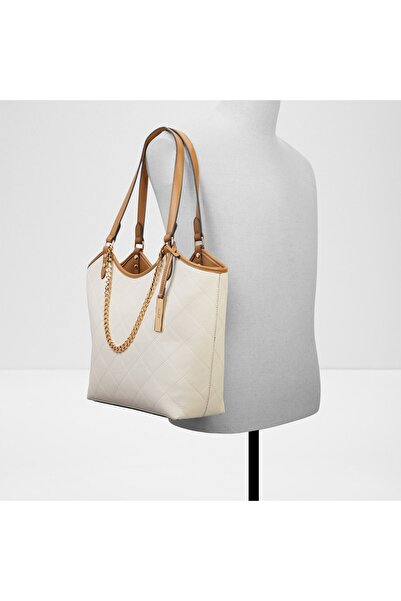 Aldo Ybelihar - Women's Faux Leather Ecru Top Zipper Closure Large Size Bag