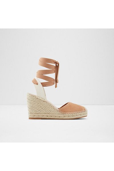 Aldo Efemına - Espadrile din piele naturală bej cu toc pană
