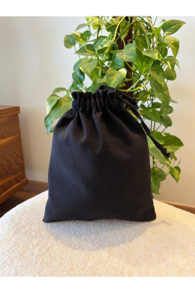 MEKİK BUTİK Черна ленена торбичка - несесер за гримове - органайзер за чанти ...