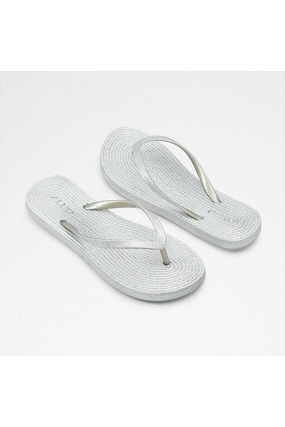 Aldo Aloomba - Women's Faux Leather Silver Color Slippers