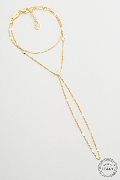 So CHIC... İtalyan Minimal 18 Ayar Sarı Altın Kaplama 37 Cm Gümüş Şahmeran